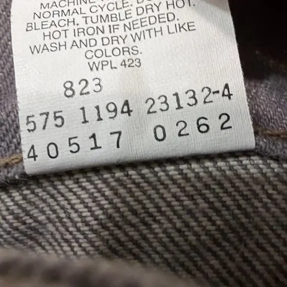 Vintage Levis 575 Jeans Men's 32x32 Gray Black 80s Orange Tab USA Made Western